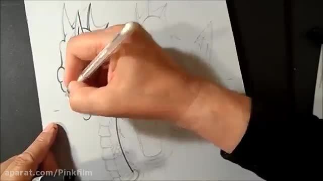 آموزش  نقاشی سه بعدی اژدها