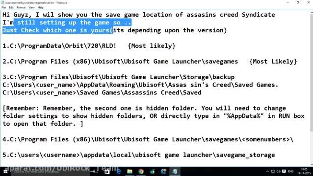 مکان سیو گیم بازی Assassins Creed Syndicate PC