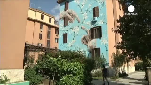 زیباسازی محله های شهر رم با نقاشی دیواری