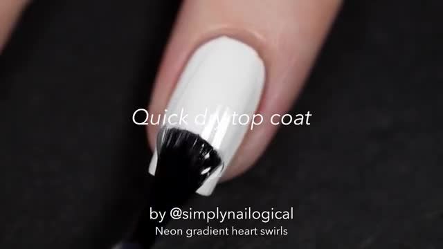 Easy neon heart swirl gradient nail art