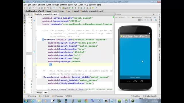 Android Studio - App Development - Lesson 1 - Adding Tw