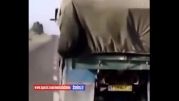 چپ کردن کامیون بر اثر خواب آلوگی راننده در تبریز(حتماببینید)