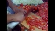 خرکی ترین نوع قاچ کردن گوجه( جالب و واقعی)