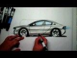 How to Sketch a sports car side view using markers