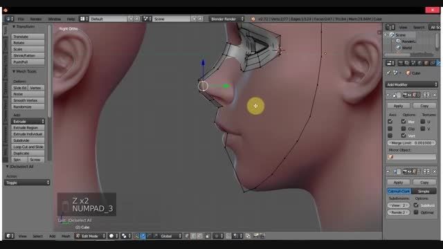 آموزش مدلینگ صورت دختر در Blender 2.72