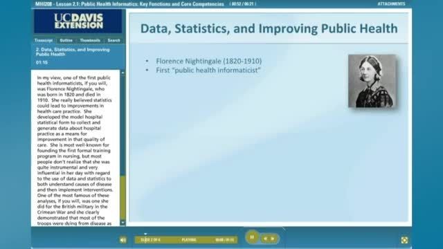 Public Health Informatics Course Sample - UC Davis Exte