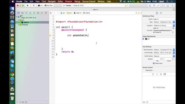 آموزش برنامه نویسى Objective-C و نرم افزار Xcode قسمت ۳