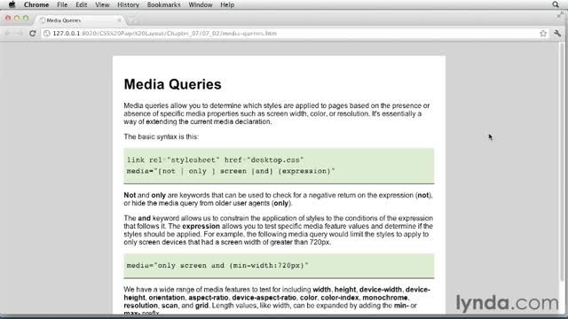 فیلم آموزش Using Media Queries - CSS: Page Layouts