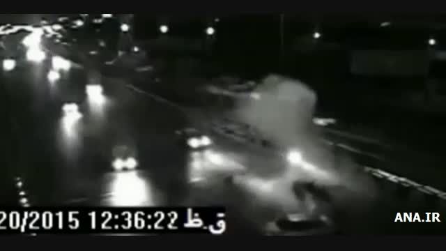 لحظه تصادف قهرمان اتومبیل رانی ایران در بزرگراه همت