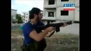 لحظه هدف قرار گرفتن تروریست با تیر تک تیرانداز ارتش سوریه