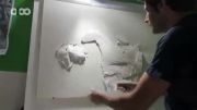 هنر درست کردن اسب با گچ روی دیوار حسین از همدان...