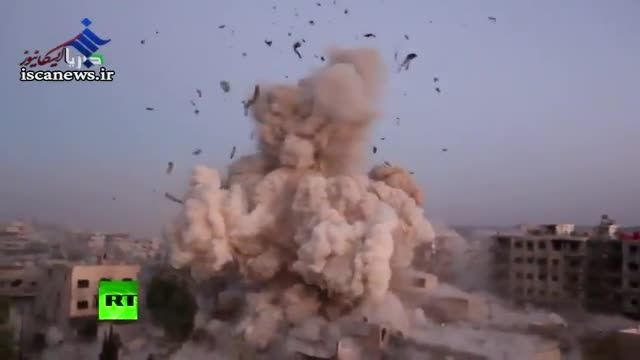 صحنه اصابت موشک های نیروی هوایی سوریه به مواضع داعش