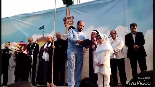دکلمه دو دختر کوچلو در مراسم استقبال از خادمین امام رضا