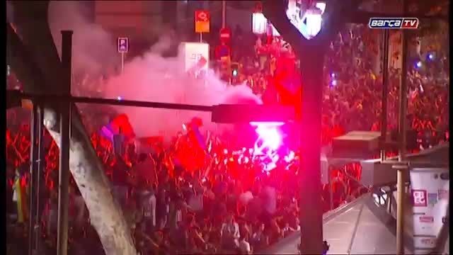 جشن و پایکوبی بارسلونایی ها پس از قهرمانی چمپیونزلیگ