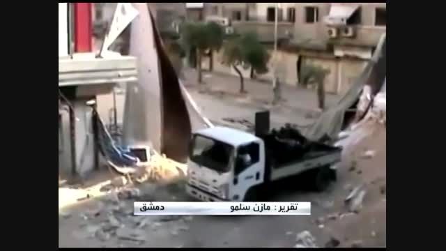 ادامه درگیری ها با داعش در یرموک سوریه + فیلم