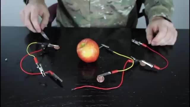 آزمایش گرفتن برق از سیب!