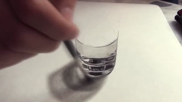 کشیدن یک لیوان آب به صورت سه بعدی