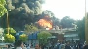 آتش‌سوزی مهیب انبار روغن در قزوین