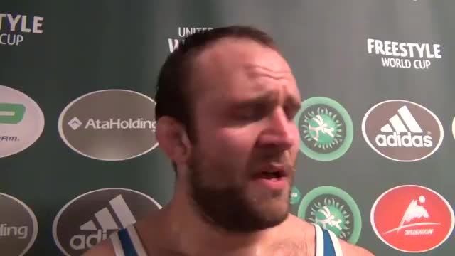 Tervel Dlagnev (USA) after win over Russia at 2015 FS .
