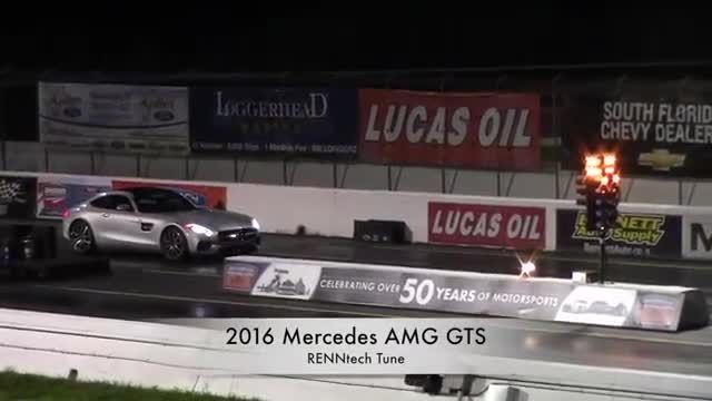 2016 Mercedes AMG GT S Drag Racing 1/4 Mile runs 11.2 @