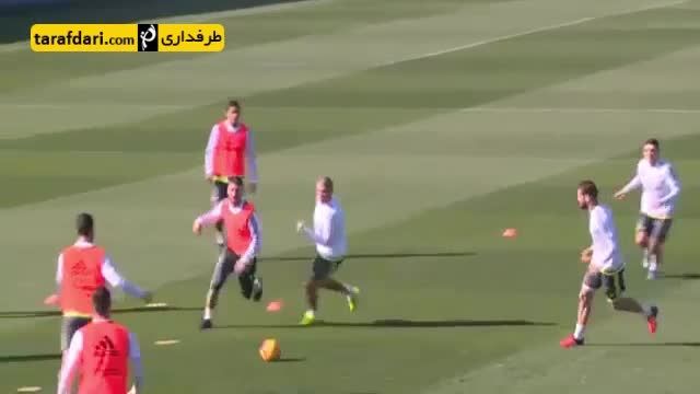 حرکت تکنیکی راموس در برابر پپه در تمرینات رئال مادرید
