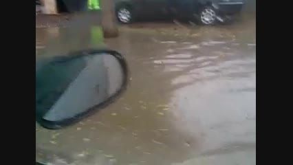 بارش شدید بارون و خیابون های پر از آب شهرستان بناب
