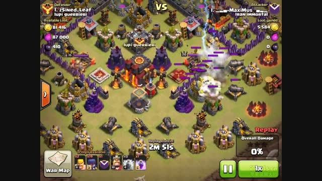 War attack full witch TH10 Inferno Xbow Max Defense