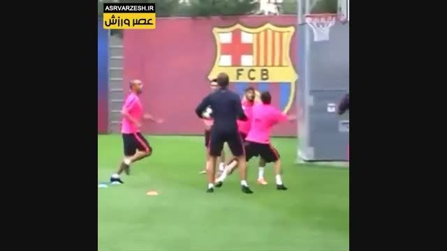 تمرین بسکتبال توسط بازیکنان بارسلونا