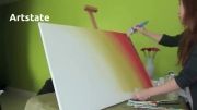 مرور سریع- نقاشی غروب افتاب با رنگ روغن