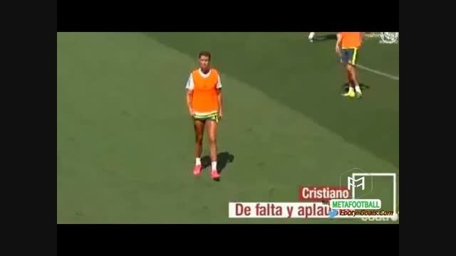 ضربه آزاد دیدنی رونالدو در تمرینات رئال مادرید