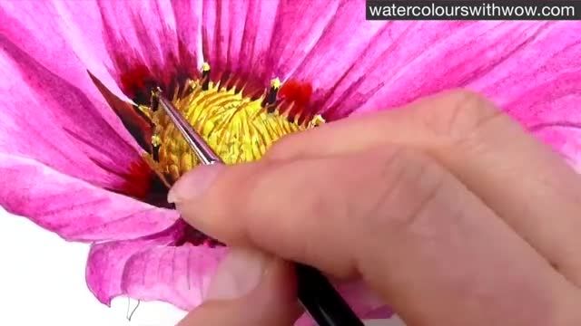 آموزش نقاشی گل با آبرنگ2