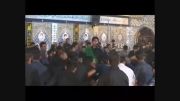 مراسم سینه زنی در شهر اهرم با مداحی کربلایی علی شکاری