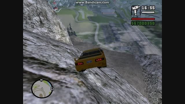 افتادن از کوه با ماشین  super gt در بازی gta 5