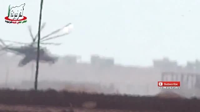 شخم زدن تروریست ها توسط بالگردهای MI-24 ارتش روسیه