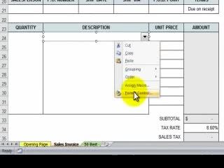 How to Add a Combo Box Control to an Excel Invoice Form