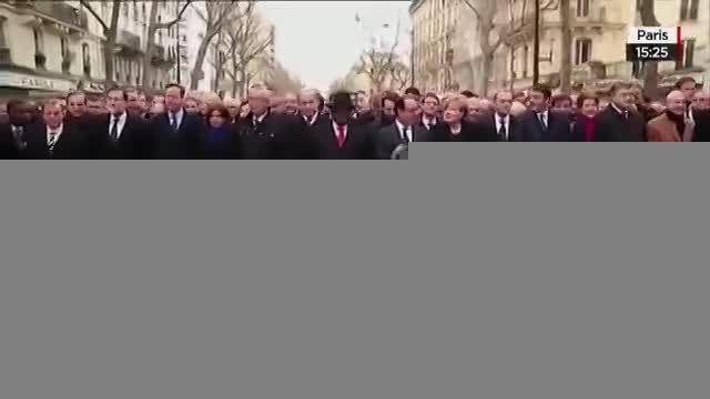 رهبران جهان در صف نخست تظاهرات اتحاد در پاریس