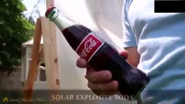 منفجر کردن شیشه کوکا کولای پر با استفاده ازنور