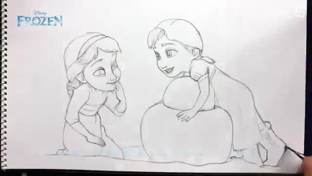 نقاشی بچگی السا و انا