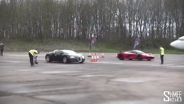 مسابقه درگ میان LaFerrari و Bugatti Veyron