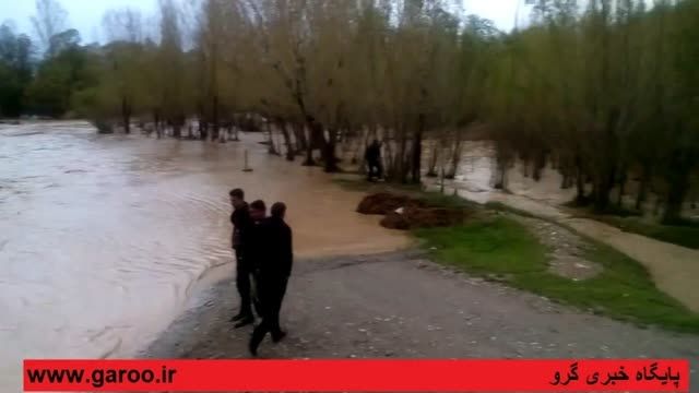 طغیان رودخانه گاماسیاب نهاوند در پی بارندگی های شدید