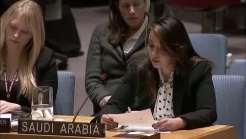 حضور بدون حجاب نماینده عربستان در جلسه سازمان ملل!