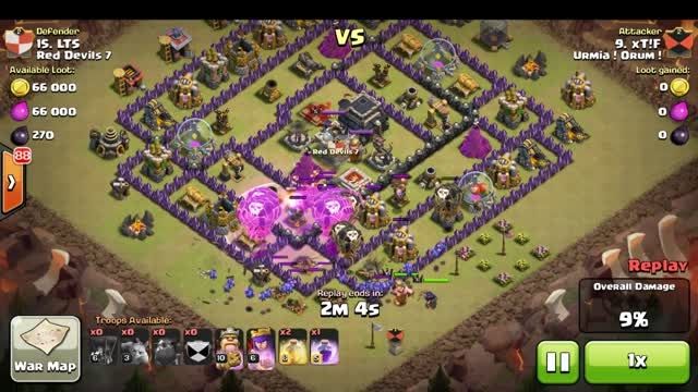 clash of clans - balloon lavahound c.w attack
