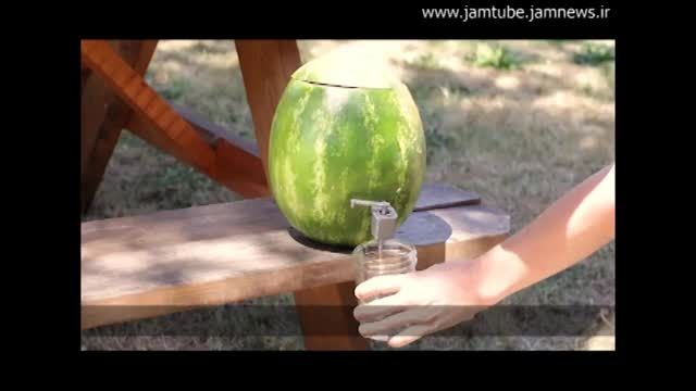 طریقه ساخت کلمن آب یخ با هندوانه