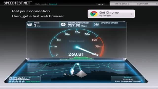 بالا ترین سرعت اینترنت