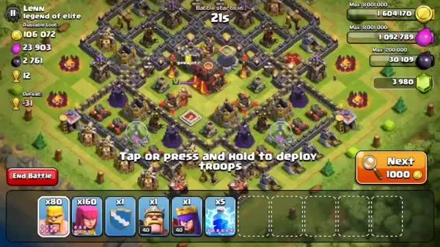 **clash of clans attack for barch**barbarian and archer