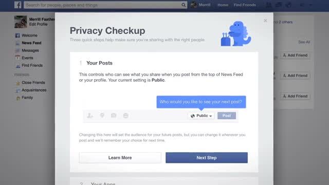دایناسور آبی فیس بوک با نام Privacy Check-up - تکنورد