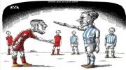 کاریکاتور اشتباه داور در بازی ایران آرژانتین