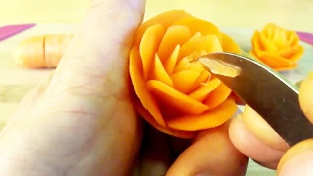 هنر تزیین سبزیجات: گل رز با هویج