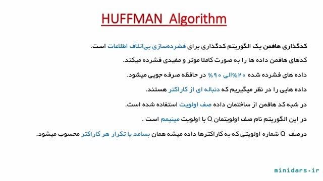 آموزش الگوریتم هافمن(huffman)