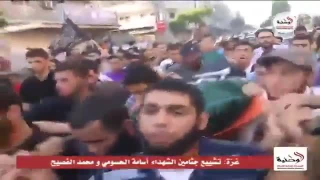 تشییع شهدای فلسطینی با پرچم داعش